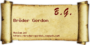 Bröder Gordon névjegykártya